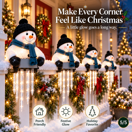 WinterGlow Snowman Icicle Light Decor