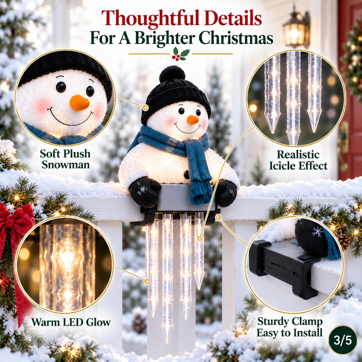 WinterGlow Snowman Icicle Light Decor