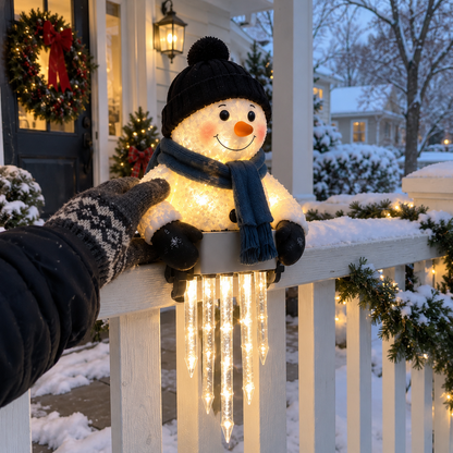 WinterGlow Snowman Icicle Light Decor