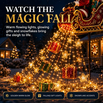 ✨ 2026 New Santa’s Flying Sleigh Gift Cascade – Solar Christmas Garden Light
