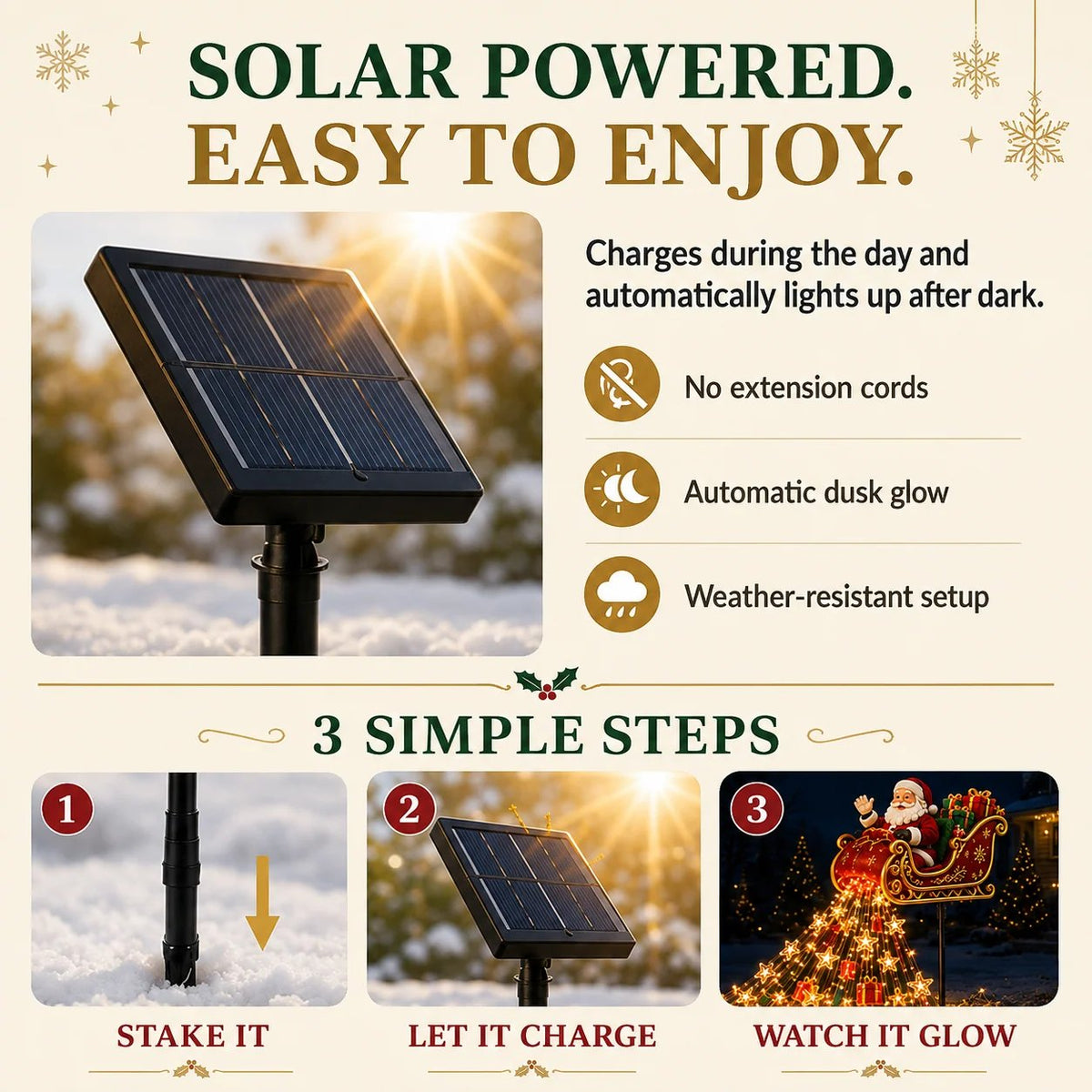 ✨ 2026 New Santa’s Flying Sleigh Gift Cascade – Solar Christmas Garden Light