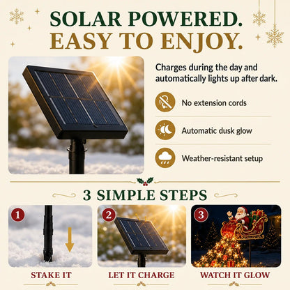 ✨ 2026 New Santa’s Flying Sleigh Gift Cascade – Solar Christmas Garden Light