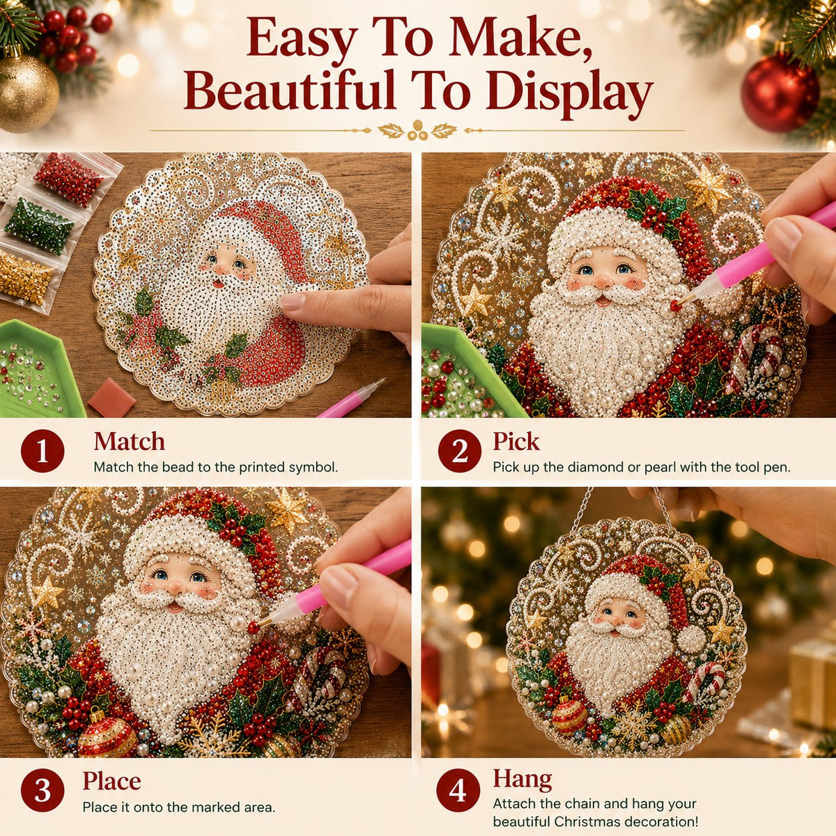 ✨ Christmas Pearl Diamond Art Hanging Ornament Kit | DIY Handmade Holiday Hanging Decor 🎅💎