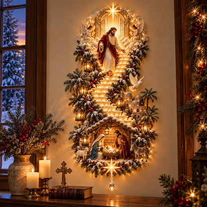 Jesus Light of Heaven Christmas Wall Hanging - Jesus design