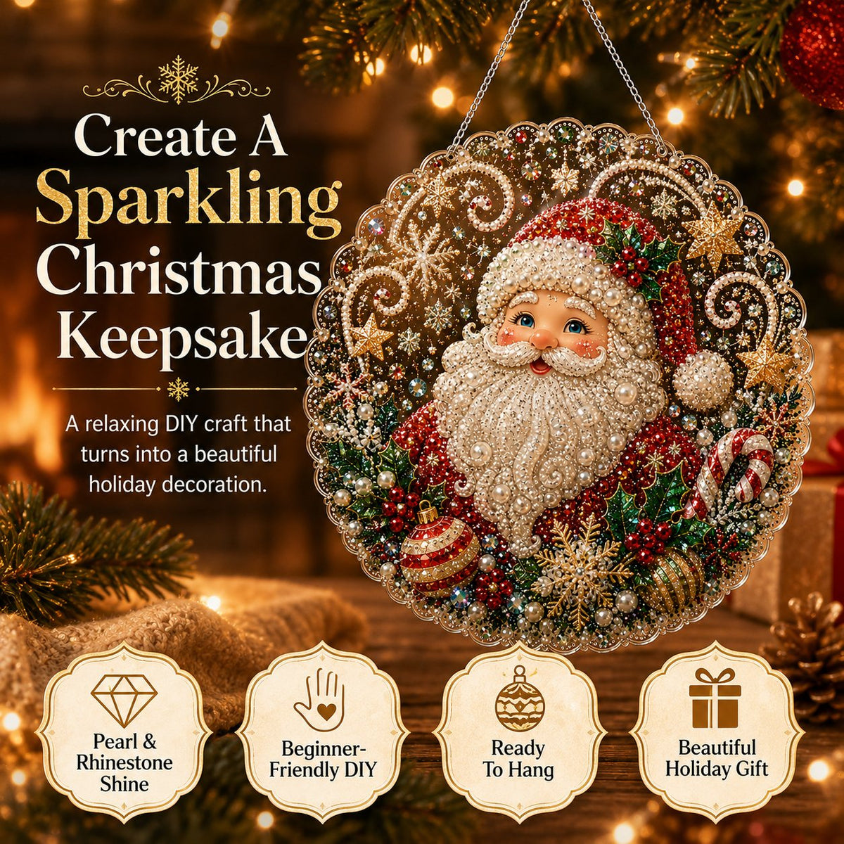 ✨ Christmas Pearl Diamond Art Hanging Ornament Kit | DIY Handmade Holiday Hanging Decor 🎅💎