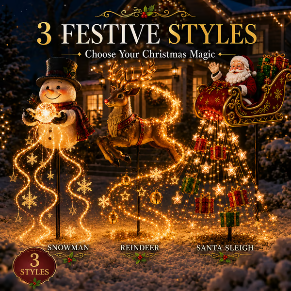 ✨ 2026 New Santa’s Flying Sleigh Gift Cascade – Solar Christmas Garden Light