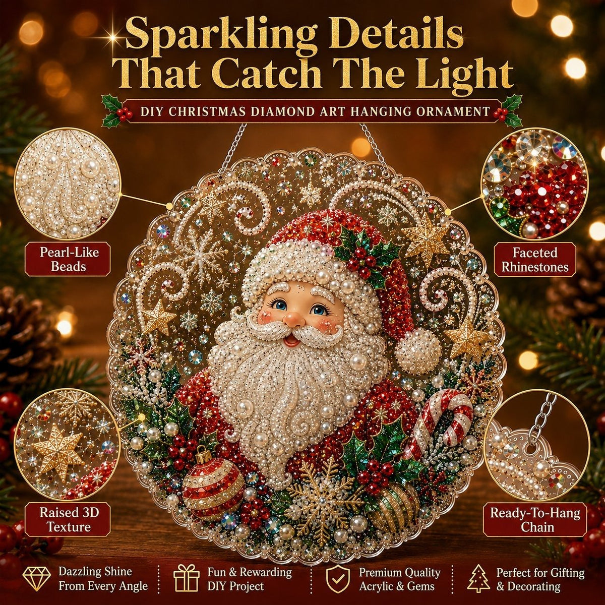 ✨ Christmas Pearl Diamond Art Hanging Ornament Kit | DIY Handmade Holiday Hanging Decor 🎅💎