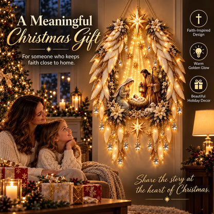 👼 Heavenly Angel Wings Nativity Light✨ – Lighted Christmas Wall Decor  ✈️