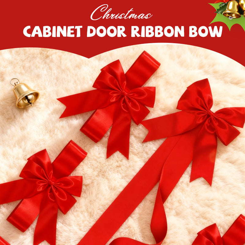 🎄🎀 Large Christmas Cabinet Bow – Pre-Tied Satin Ribbon Door Decoration