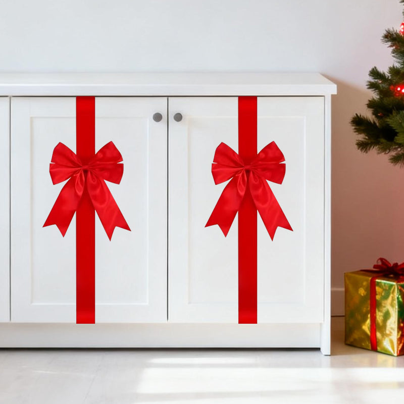 🎄🎀 Large Christmas Cabinet Bow – Pre-Tied Satin Ribbon Door Decoration